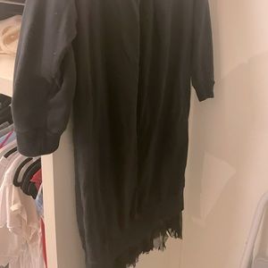 Sweatshirt dress with gauze ruffle trim